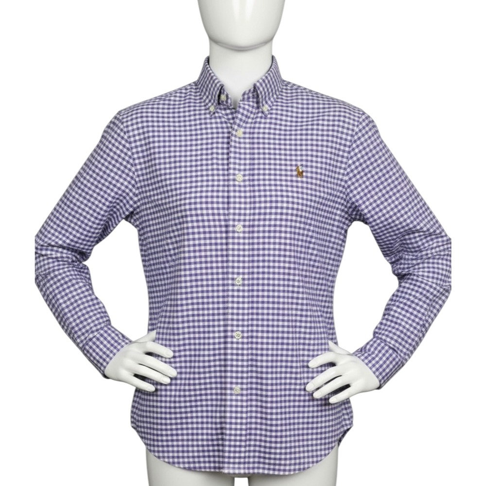 Ralph Lauren Men's Large Purple Gingham Button Down Shirt  Multicolored Pony